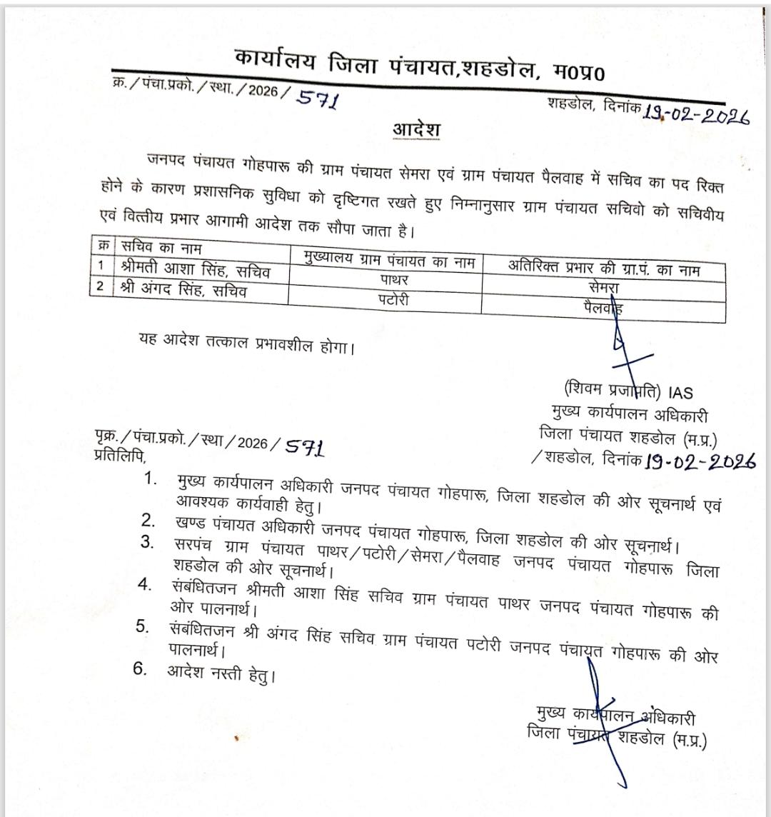 शहडोल: जिला CEO के आदेशों की सरेआम धज्जियां, पैलवाह पंचायत में ‘कुर्सी’ छोड़ने को तैयार नहीं पुरानी सचिव