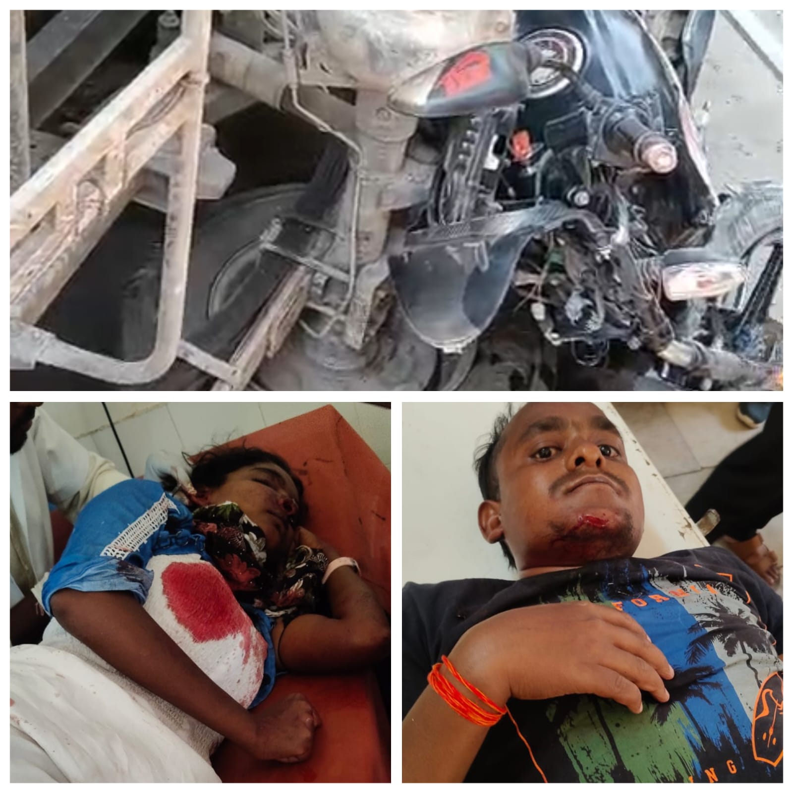 अनियंत्रित माल वाहन पलटा, दो घायल