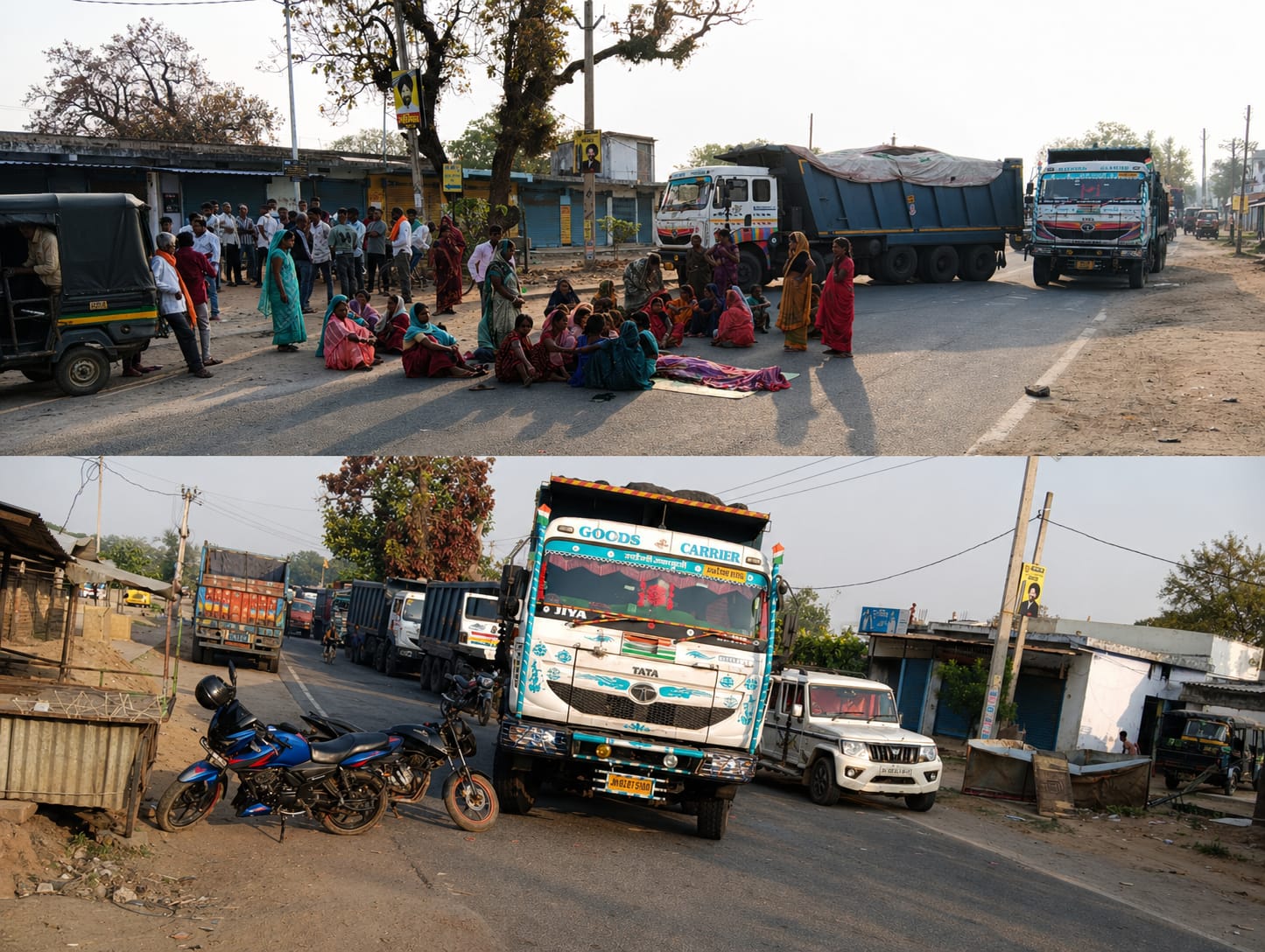 लापरवाही: बस से गिरकर महिला की मौत, आश्वासन के बाद हटा जाम