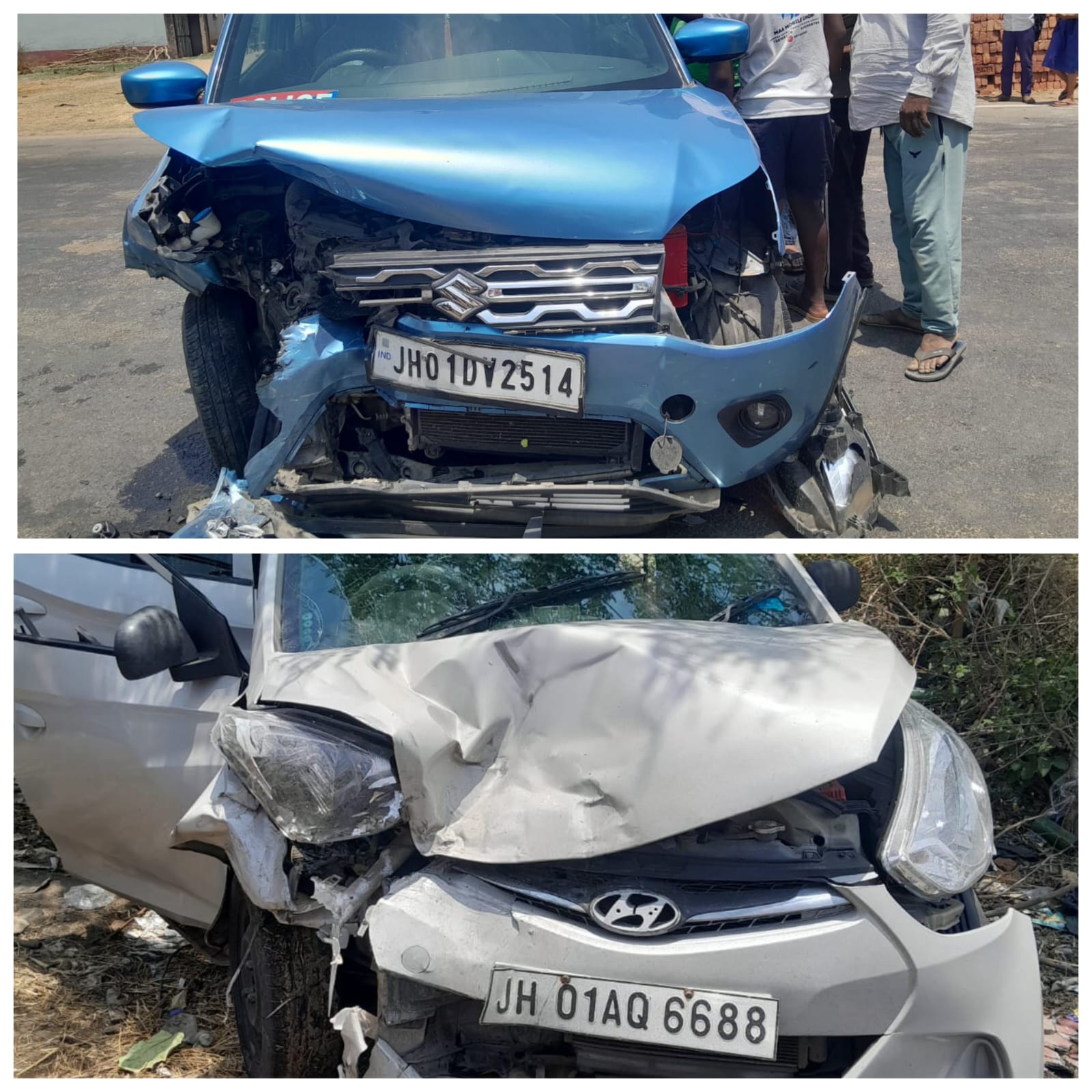 दोनों कार की आमने सामने हुयी भिड़ंत, 6 गंभीर रूप से घायल 5 रेफर