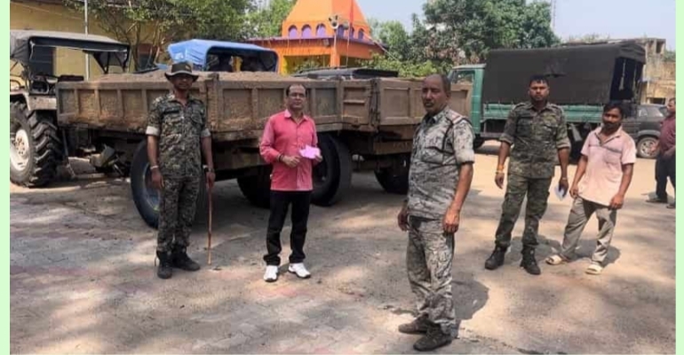 अवैध बालू परिवहन पर प्रशासन की कार्रवाई,दो ट्रैक्टर जब्त