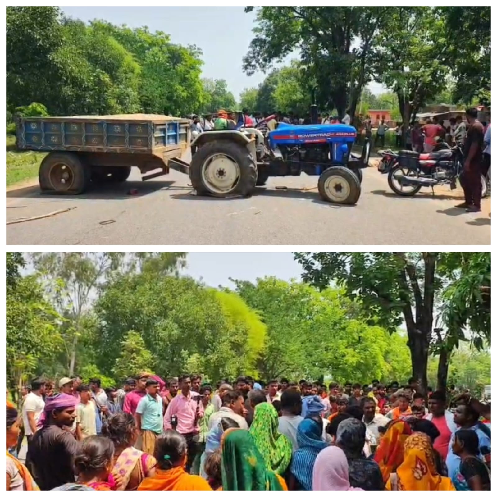 बालू लदा ट्रैक्टर ने बाइक सवार को मारी टक्कर जिससे एक महिला की घटनास्थल पर हीं मौत हो गयी