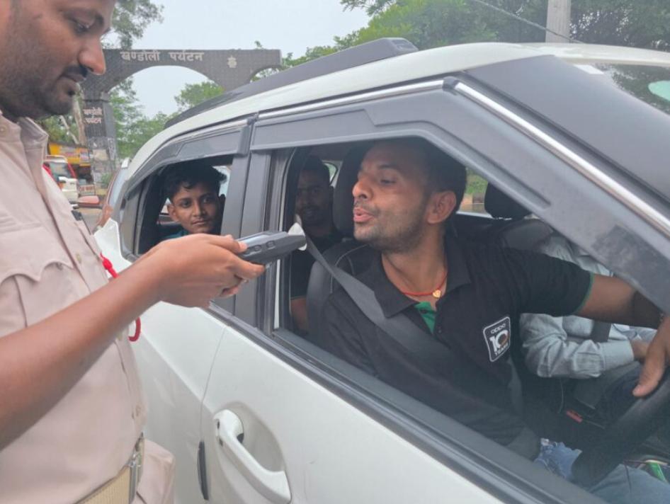 खंडोली मोड़ पर ड्रिंक एंड ड्राइव जांच अभियान, 86 वाहनों का चालान, ₹1.23 लाख जुर्माना वसूला
