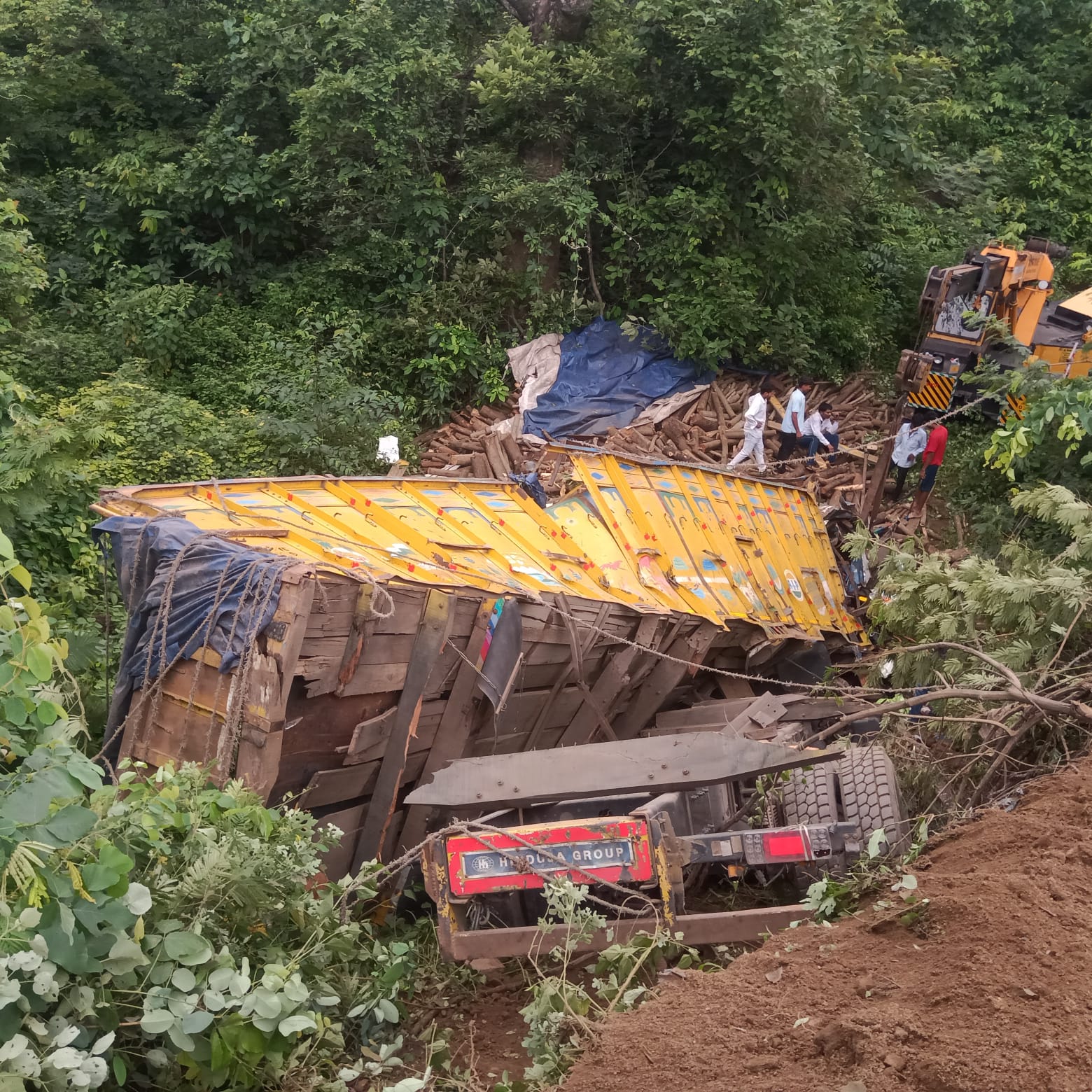 चुट्टूपालू घाटी में बड़ा हादसा, 30 फीट गहरी खाई में गिरा लकड़ी लदा ट्रक