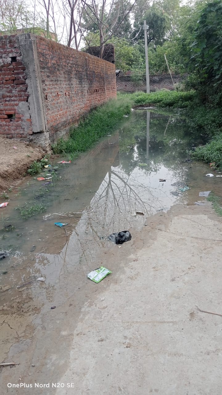 पटवा टोली में नाली के अभाव में गली बनी तालाब, आवागमन बाधित
