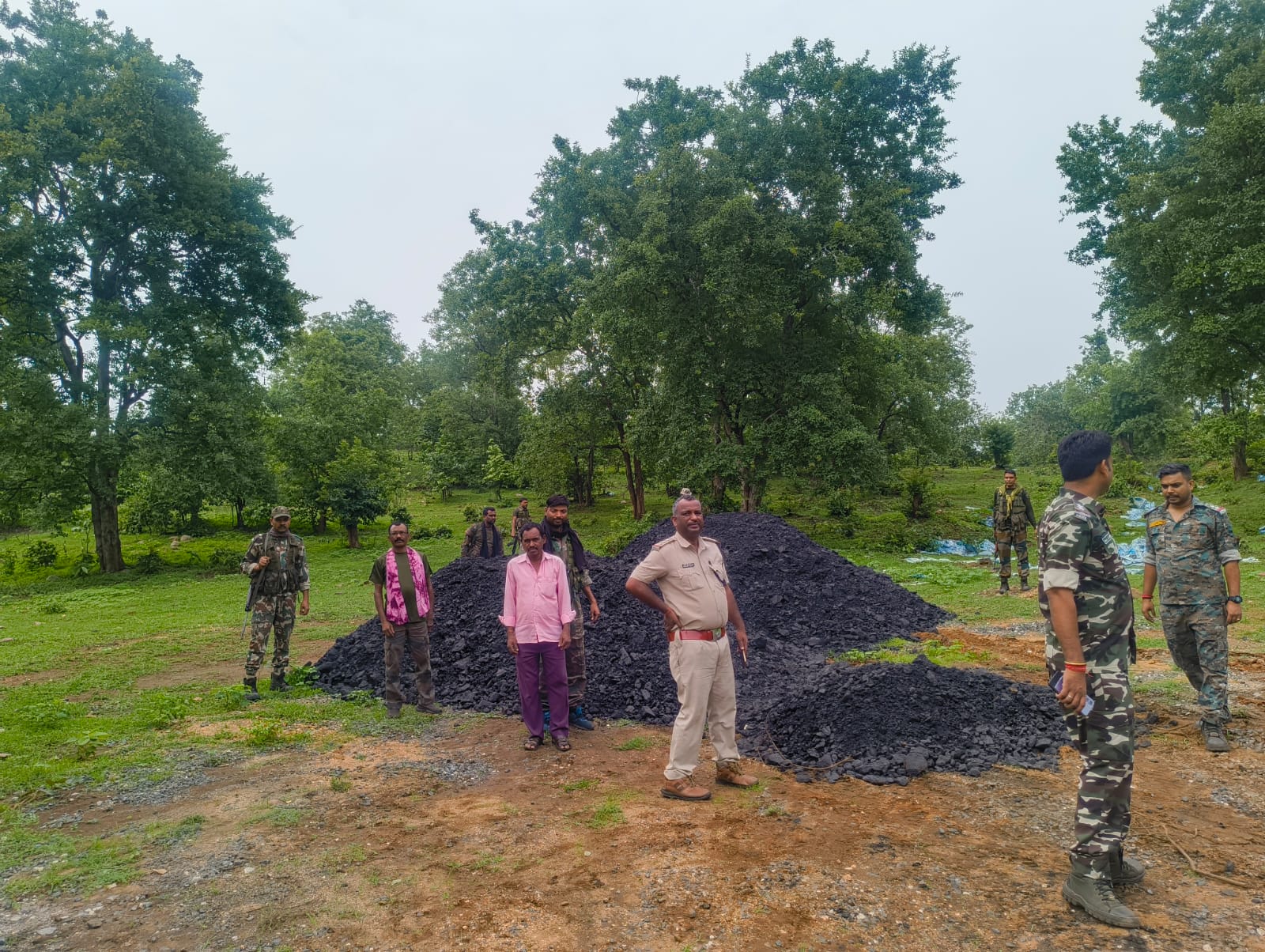 जंगल में छिपाकर रखा गया करीब सौ टन अवैध कोयला जब्त