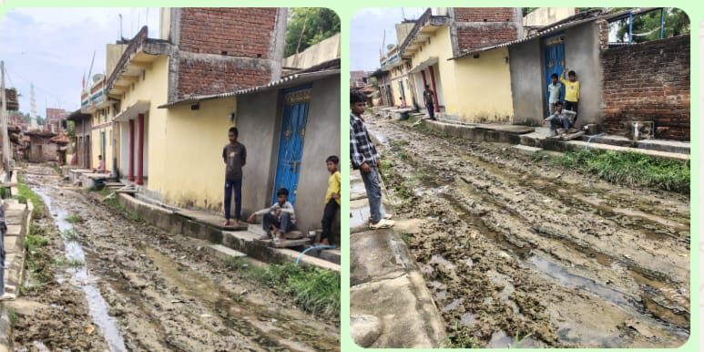 10 वर्षों से नारकीय जीवन जीने को मजबूर वार्ड-6 के ग्रामीण, कीचड़ और दलदल में तब्दील सड़क से आवागमन ठप